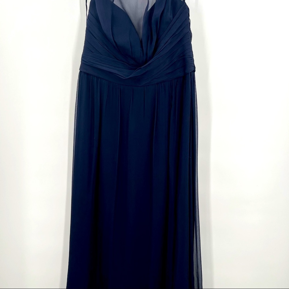 Amsale Illusion Yoke Crinkled Silk Chiffon Gown size 8 - Picture 3 of 16